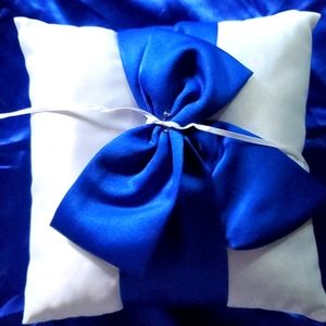 David's bridal pillow for the rings blue ribbon